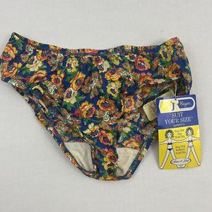Vintage Sears Jr Bazaar Medium Bikini Swimsuit Bottoms Suit Your Size Floral NOS